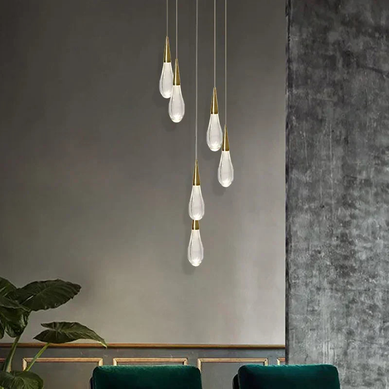 DecorBites™ Crystal Gold Pendant Lights for Dining Room Kitchen Island Chandelier