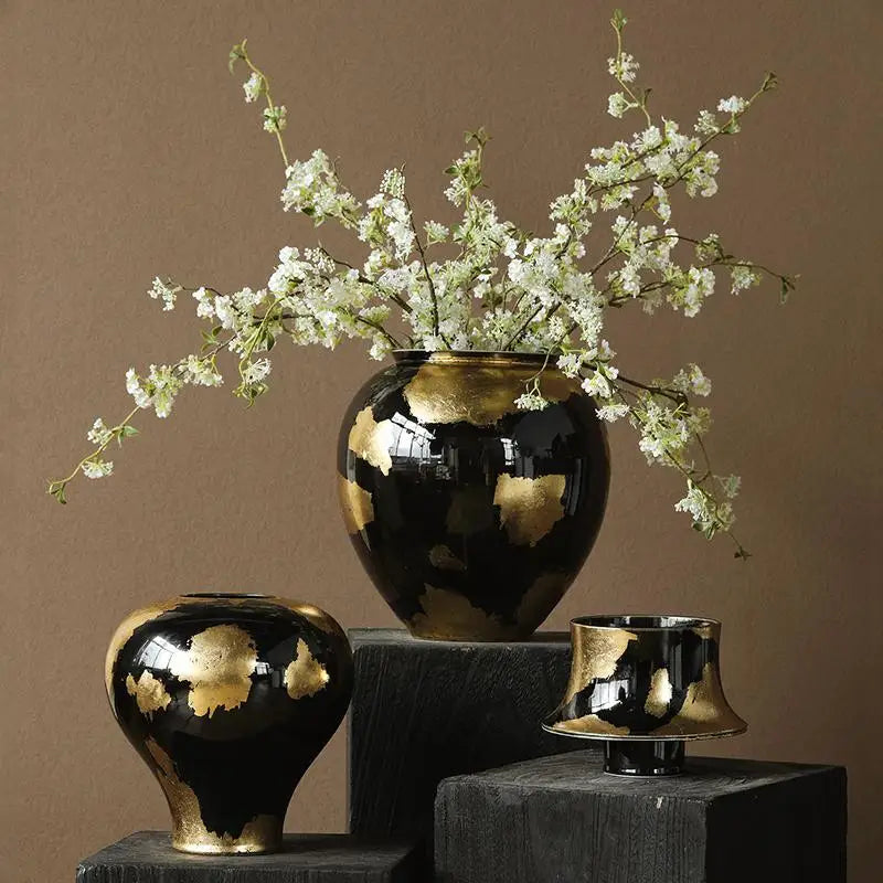 فازة سيراميك DecorBites™ Gold Foil لتنسيق الزهور والديكور المنزلي