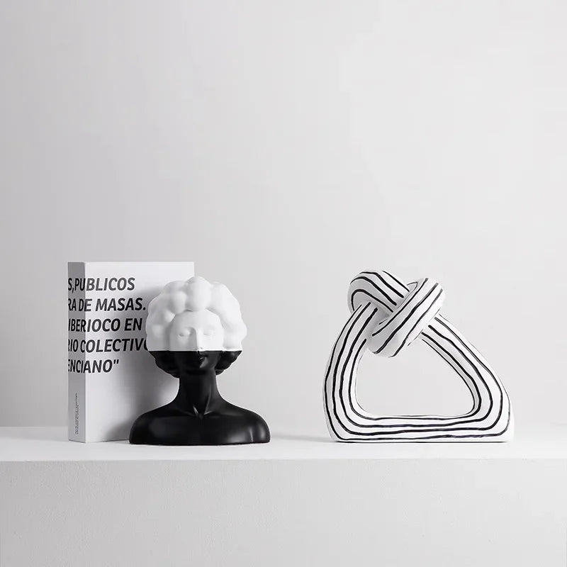 DecorBites™ Abstract Portrait Resin Figure Sculpture Black and White Home Decor