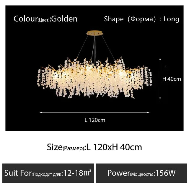 فانوس زجاجي معلّق ذهبي من DecorBites™ Gold Chandelier لديكور المنزل - إضاءة عصرية فاخرة