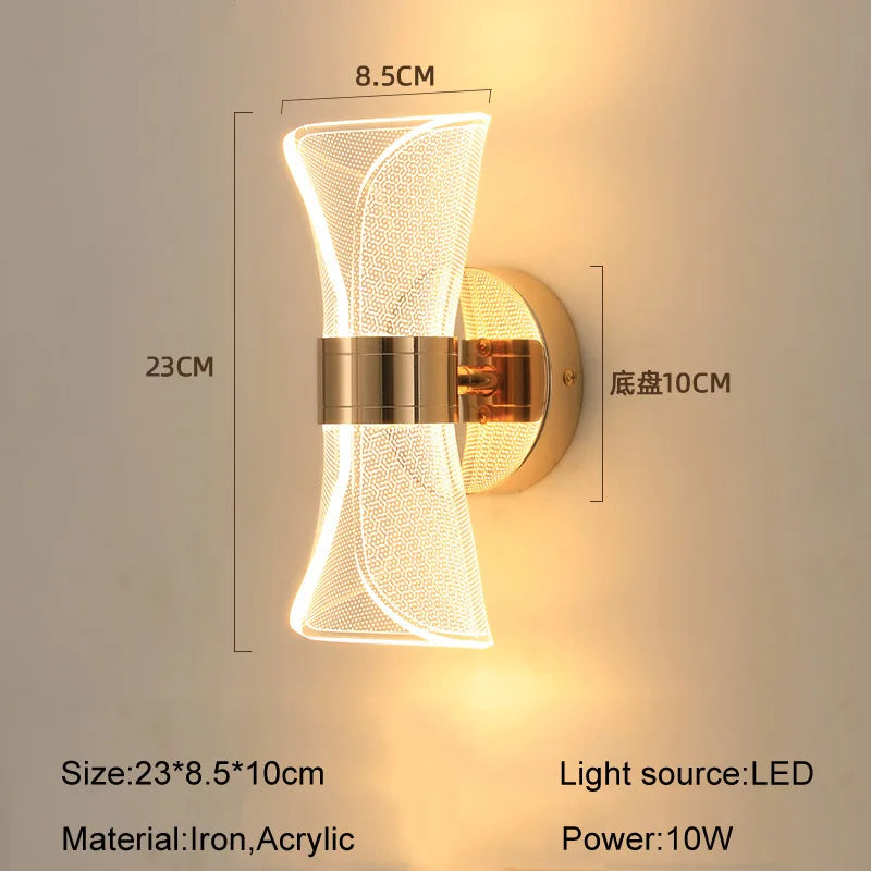 DecorBites™ Gold Nordic Acrylic LED Wall Lights for Bedroom Living Room Decoration