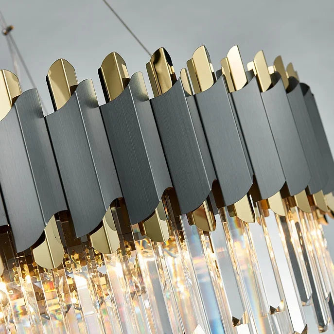 DecorBites™ Art Deco Black Golden Crystal Chandelier for Foyer