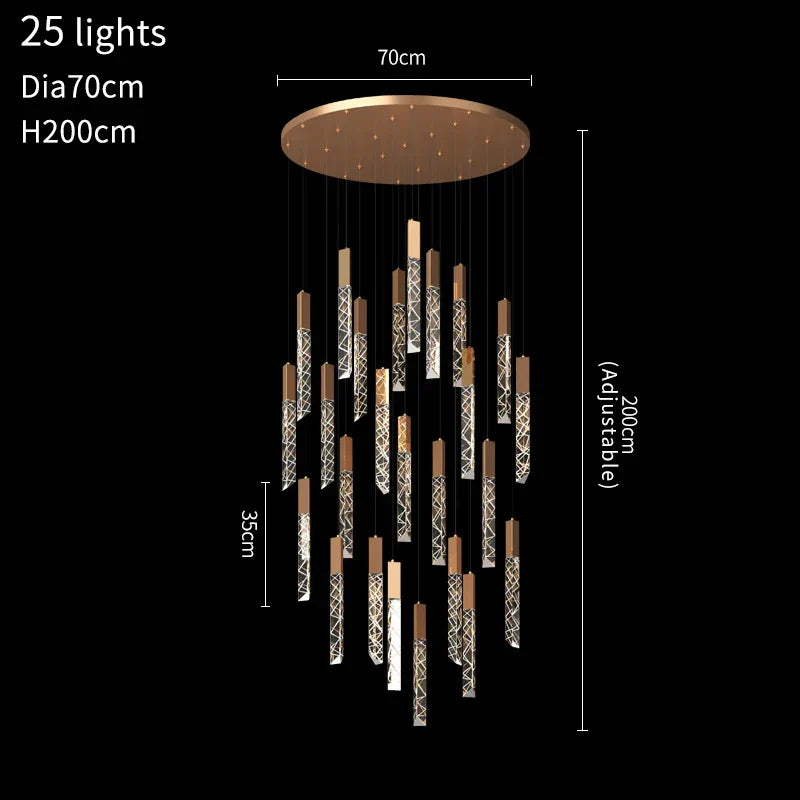 DecorBites™ Crystal LED Chandelier: Modern Luxury Staircase & Living Room Hanging Lamp
