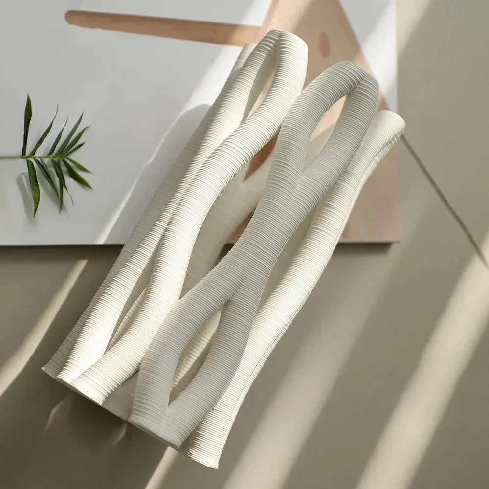 DecorBites™ Geometric Ceramic Hollow Vases Spiral Pipe Floral Arrangement Home Decor Figurines