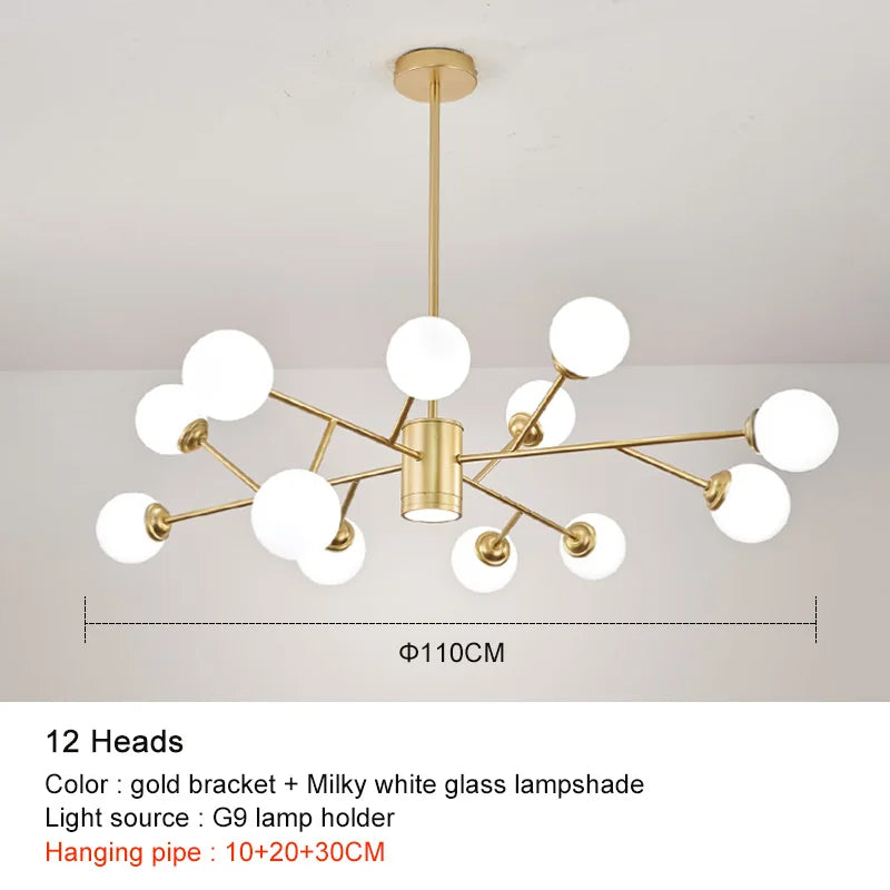 DecorBites™ Black Chandelier: Luxury Glass Pendant Lights for Living Room, Bedroom, and Restaurant
