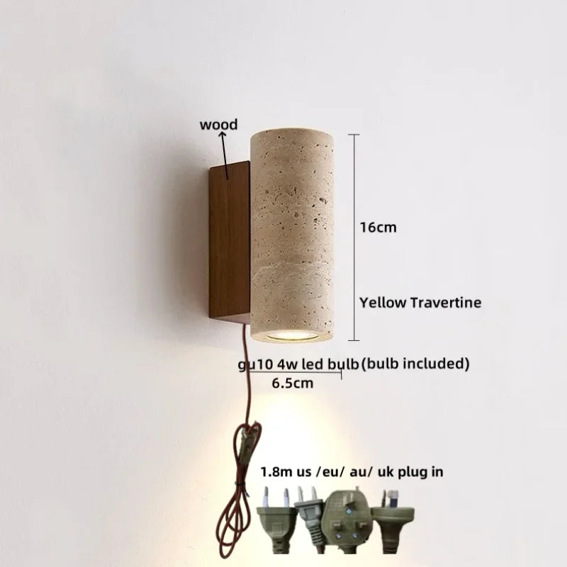 DecorBites™ LED Wall Sconce Modern Nordic Wood Canopy Terrazzo Bathroom Mirror Light