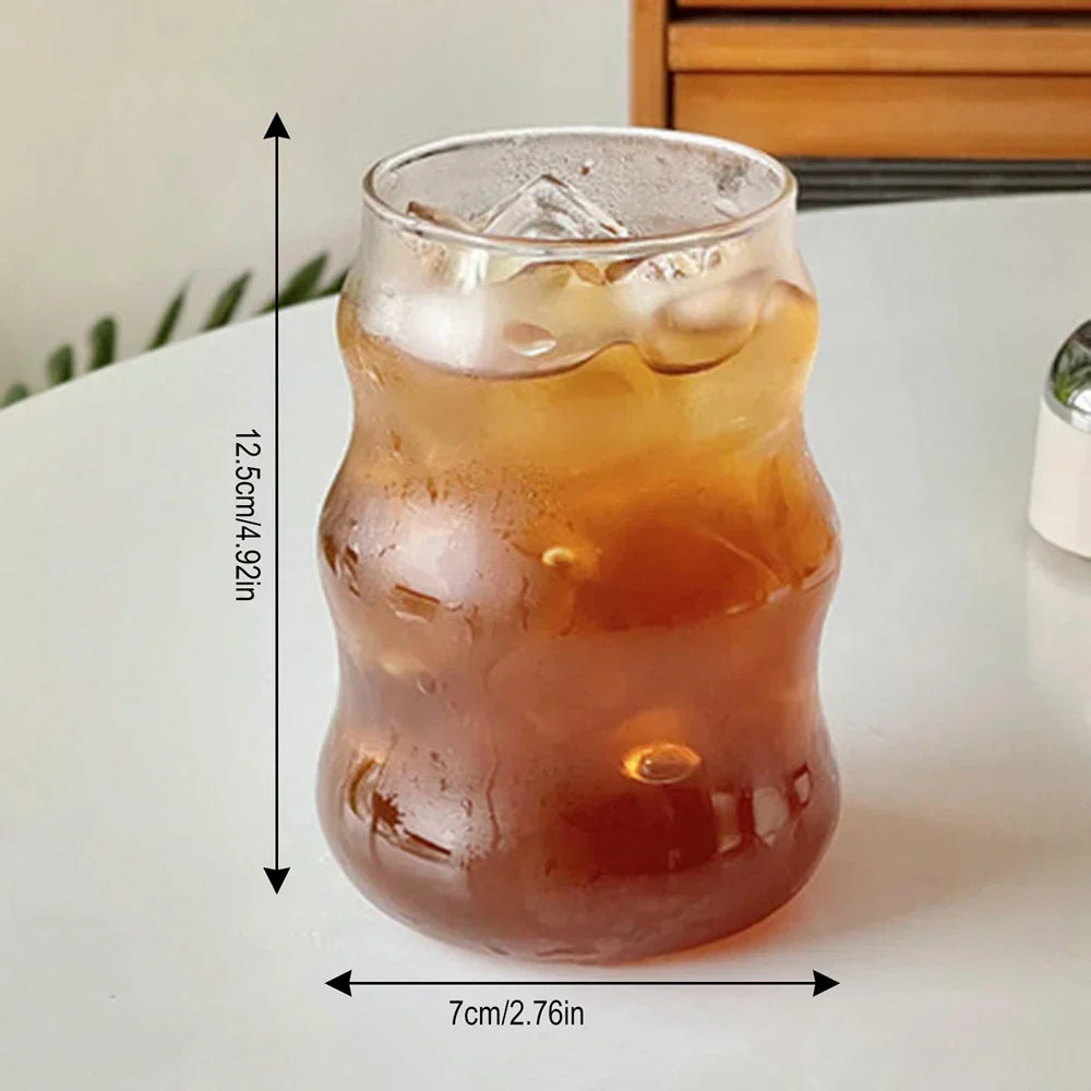 DecorBites™ 650ml Latte Ribbed Cocktail Glass Set, Nordic Style Phnom Penh Water Juice Cup