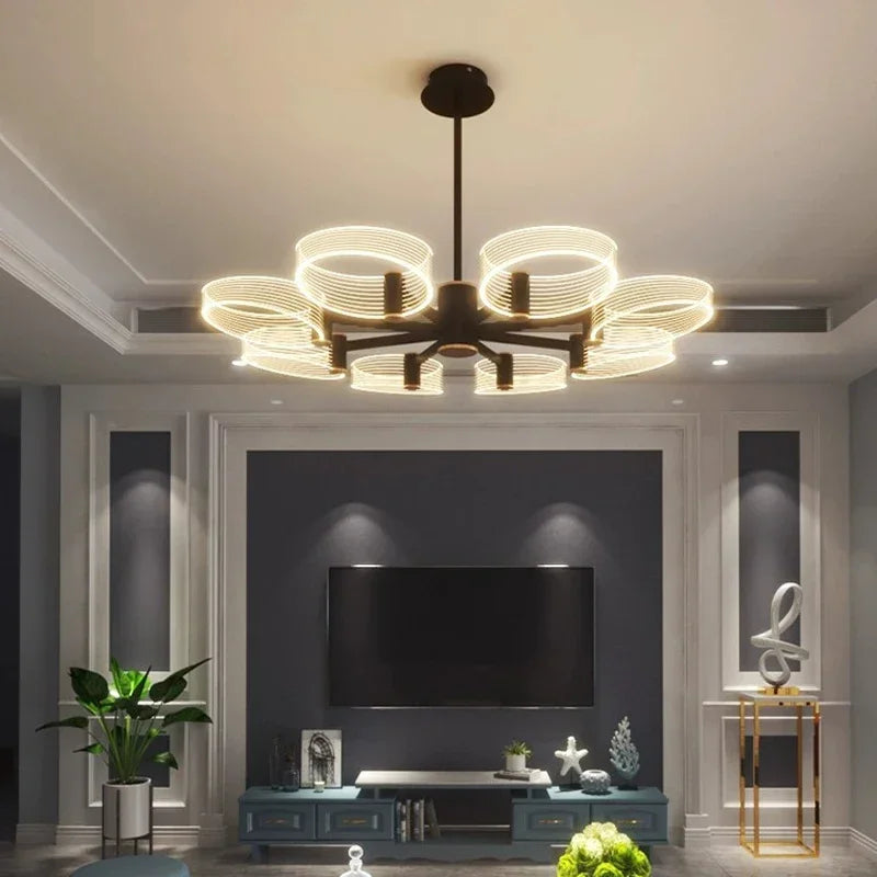 DecorBites™ Acrylic Lustre Chandelier for Living Room, Bedroom, Kitchen - Hanging Ceiling Lamps