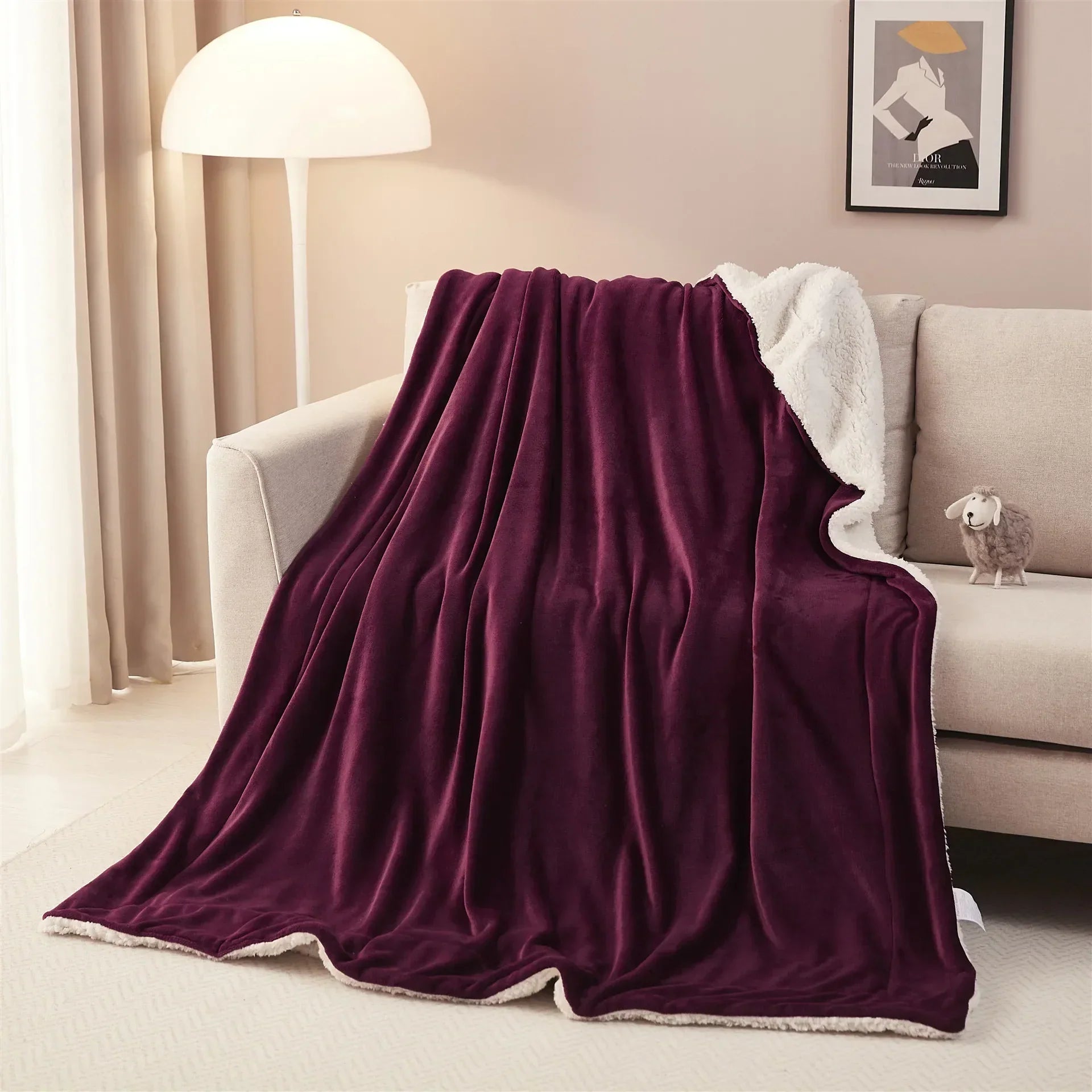 DecorBites™ Cozy Sherpa Twin Blanket: Super Soft Fleece & Velvet Plush Reversible Warm Winter Bed Blanket