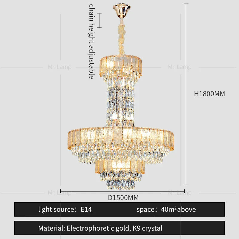 DecorBites™ Crystal Chandelier: Postmodern Multi-layer Luxury for Living Room, Hotel Lobby, and Villa