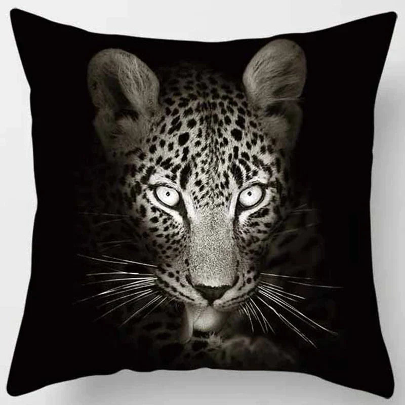 DecorBites™ Animals World Tiger Lion Pillow Case for Cute Home Decor in Sofa Living Room