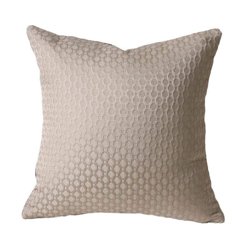 DecorBites™ Convex Rings Geometry Jacquard Pillowcase Cappuccino Luxury Cushion Cover