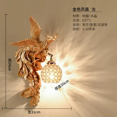 DecorBites™ Dragon Phoenix Wall Light: Luxury Decor for Living Room, Bedroom, Staircase