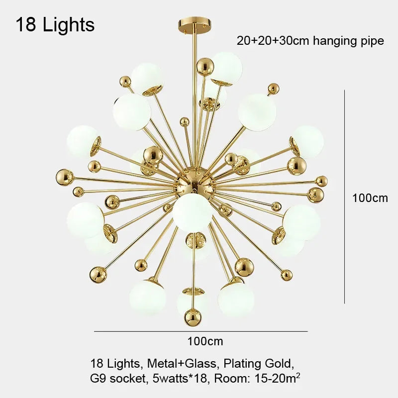 مصباح زجاجي متدلي ذهبي بتقنية LED من DecorBites™‎ للإضاءة الداخلية العصرية