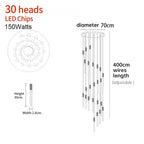 New Staircase Chandelier LED Modern Duplex Loft Spiral Long Chandelier Creative Villa Living Room Bedroom Hanging Crystal Light