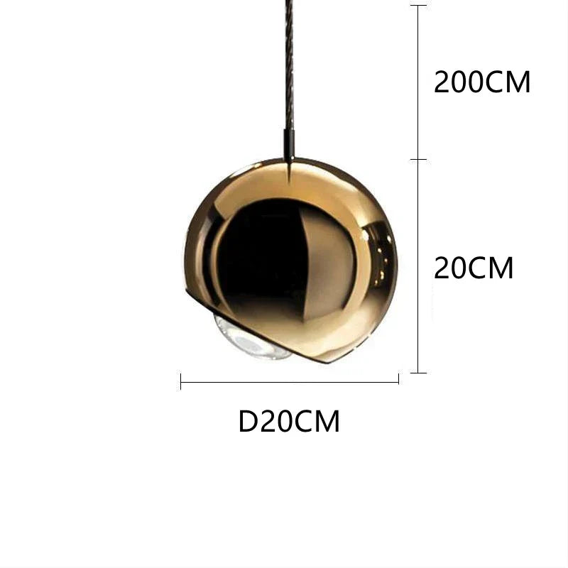 DecorBites™ مصباح LED متدلي بكرة كروم ذهبية للمطبخ، غرفة النوم، غرفة الطعام