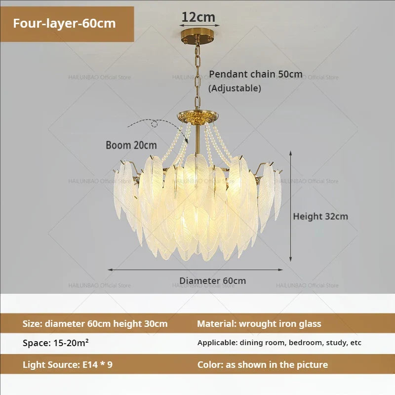 DecorBites™ Cream Wind Feather Pearl Crystal Chandelier for Luxury Living Room and Bedroom
