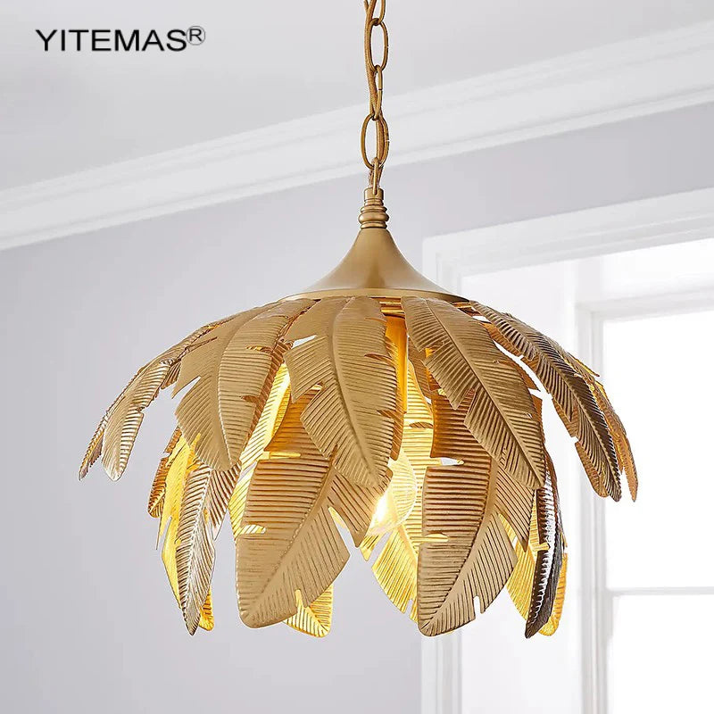 DecorBites™ ثريا أوراق ذهبية إضاءة متدلية صغيرة لجزيرة المطبخ والمدخل، قاعدة E27