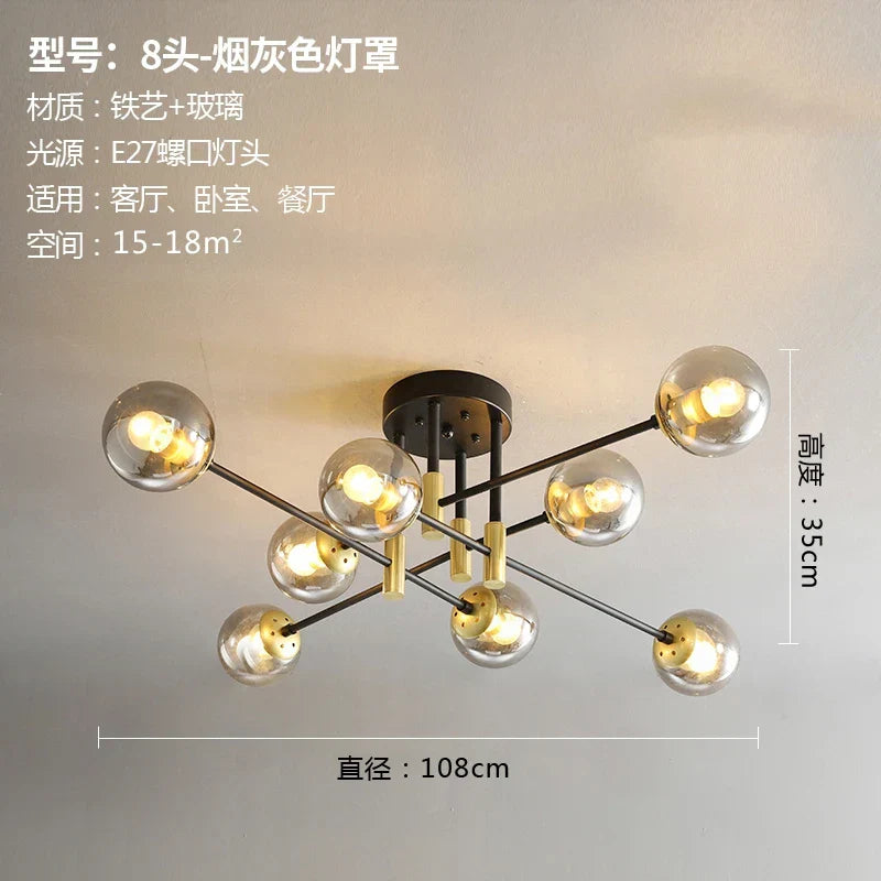 DecorBites™ Glass Ball LED Chandelier for Modern Living Room and Kitchen Lighting