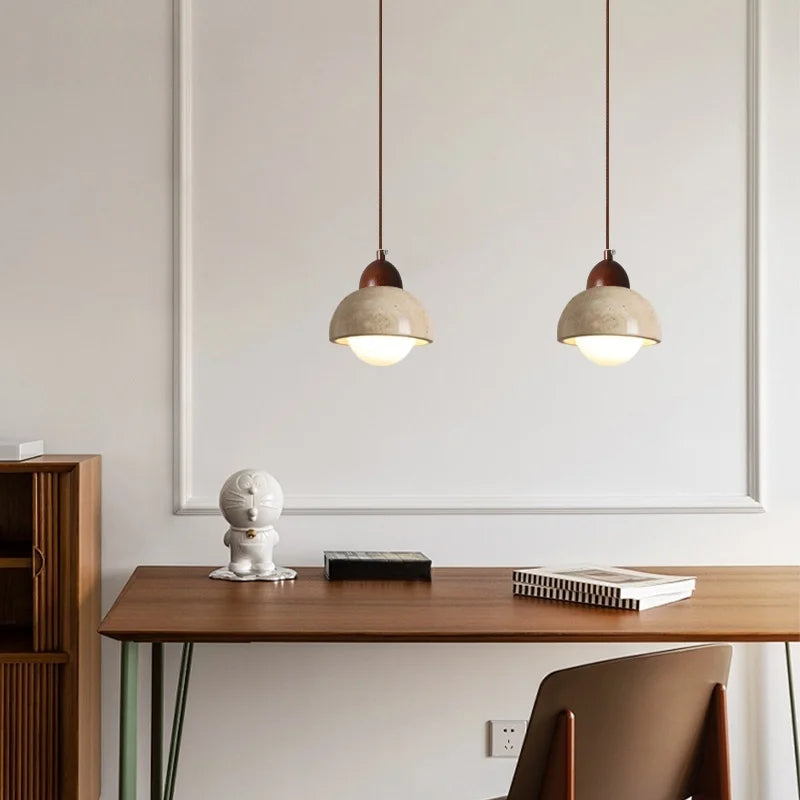 مصباح تعليق LED ياباني DecorBites™ من الحجر الجيري الأصفر لغرفة النوم وغرفة الطعام