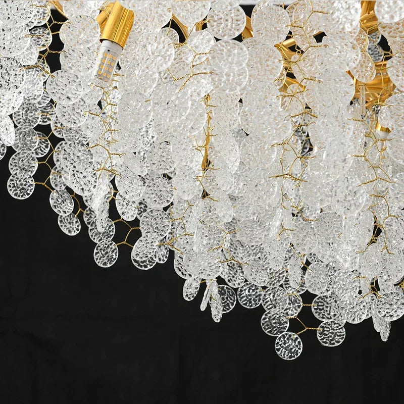 فانوس زجاجي معلّق ذهبي من DecorBites™ Gold Chandelier لديكور المنزل - إضاءة عصرية فاخرة
