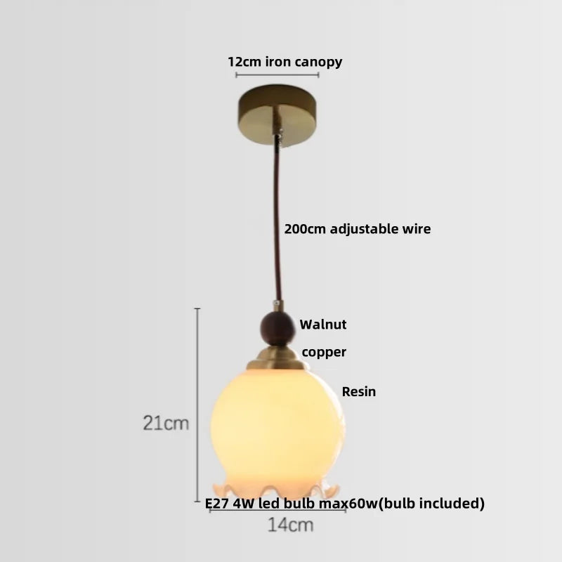 DecorBites™ Amber Glass LED Pendant Light - Modern Nordic Design with Iron Base