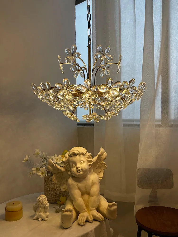 DecorBites™ Crystal Flower Pendent Chandelier: Modern Design for Living Room, Restaurant & Bedroom