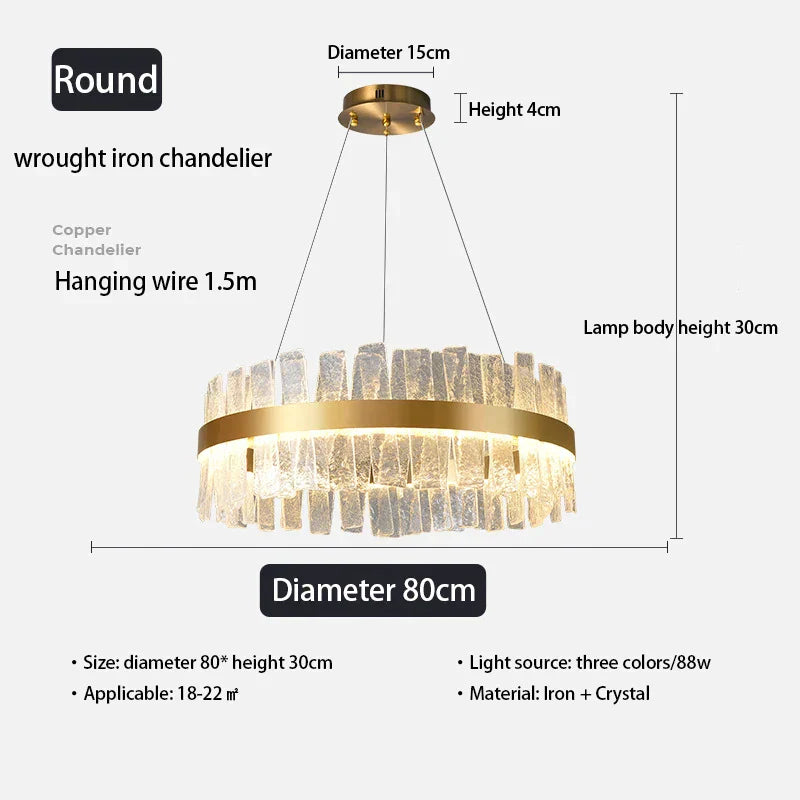 DecorBites™ ثريا كريستال ذهبية متدلية بتقنية LED - إضاءة زجاجية عصرية فاخرة