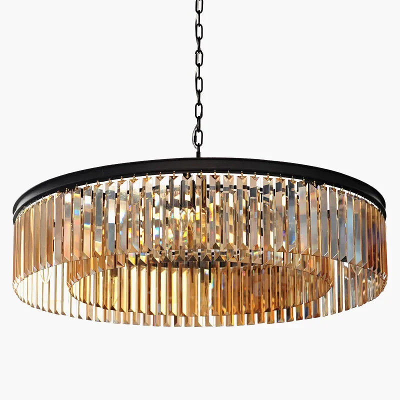 DecorBites™ مصابيح متدلية كريستالية ذهبية وسوداء معدنية، ثريات LED معلقة