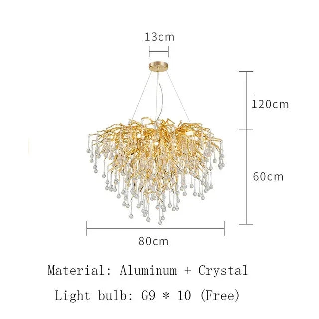 فانوس زجاجي معلّق ذهبي من DecorBites™ Gold Chandelier لديكور المنزل - إضاءة عصرية فاخرة