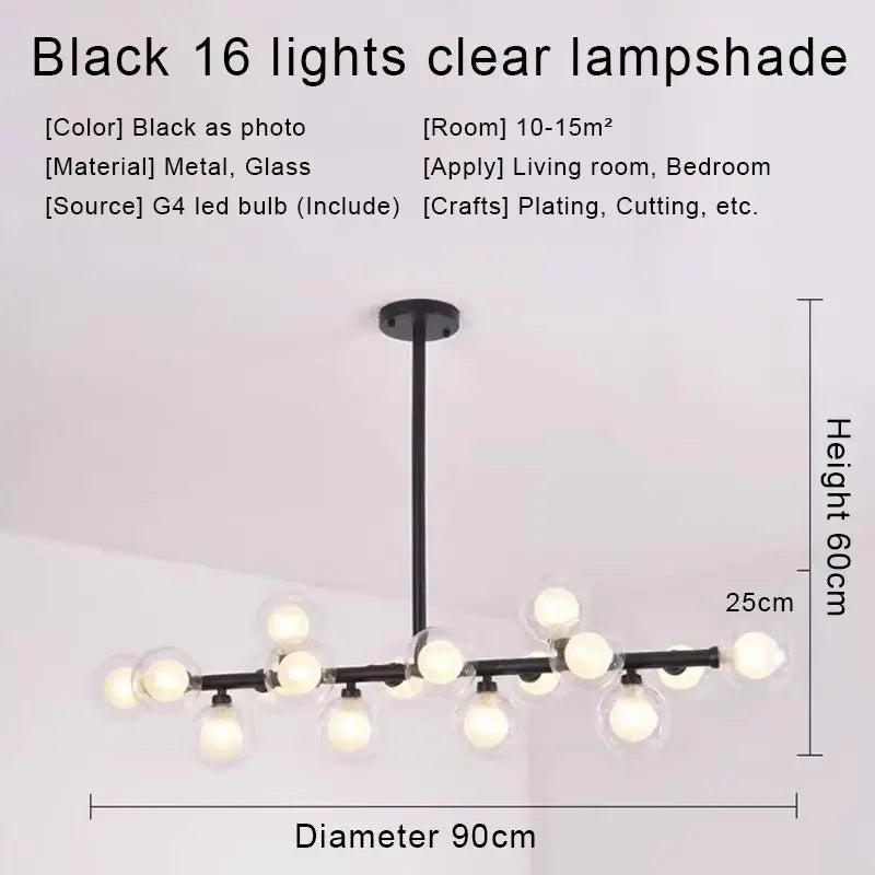 نجفة ديكور بايتس™ الذهبية بإضاءة LED، مصباح معلق عصري لغرفة المعيشة، المطبخ، غرفة النوم، غرفة الطعام