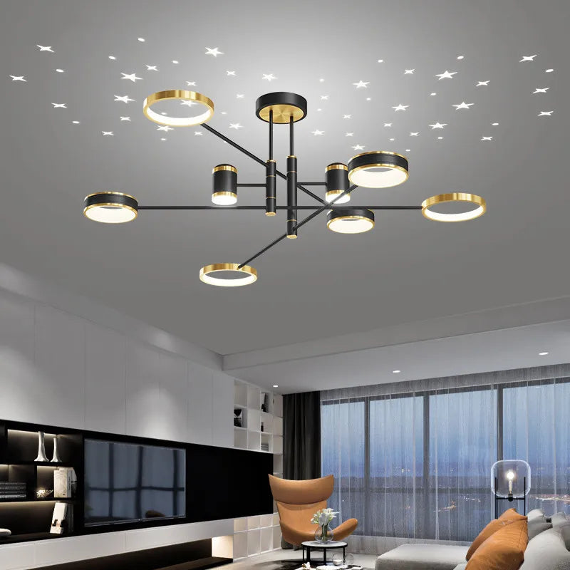 DecorBites™ ثريا LED: مصباح سقف ذكي حديث بجهاز تحكم عن بعد لغرفة المعيشة وغرفة النوم وغرفة الطعام والمطبخ