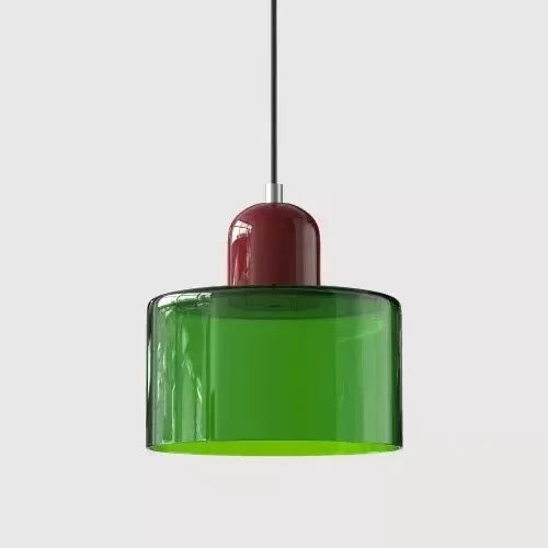 Vintage Stained Glass Mini Pendant Light in Pink Green White