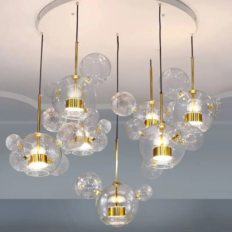 DecorBites™ Glass Bubble Ball LED Chandelier Mickey Light for Restaurant, Bar, and Store