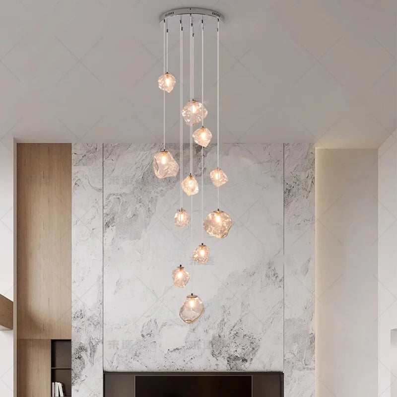 Modern Ring Pendant Chandelier in Iron, Acrylic, Glass