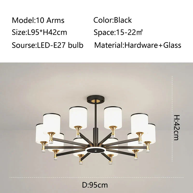 DecorBites™ Glass Chandelier: Nordic Modern LED Hanging Light for Living Room and Bedroom