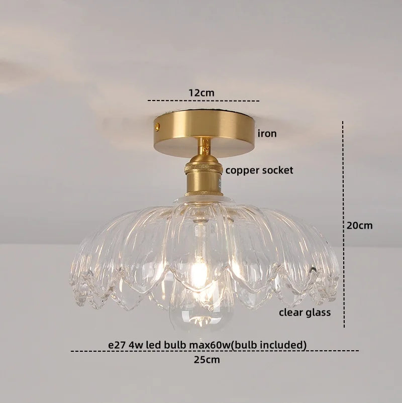 مصباح سقف LED زجاجي أخضر DecorBites™ نحاسي حديدي حديث لإضاءة المنزل