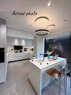 Modern Ring LED Pendant Light in Black or White