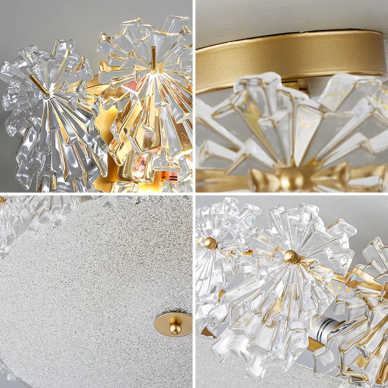 DecorBites™ Crystal Glass Maple Leaf Ceiling Chandelier for Modern Luxury Minimalist Living Room