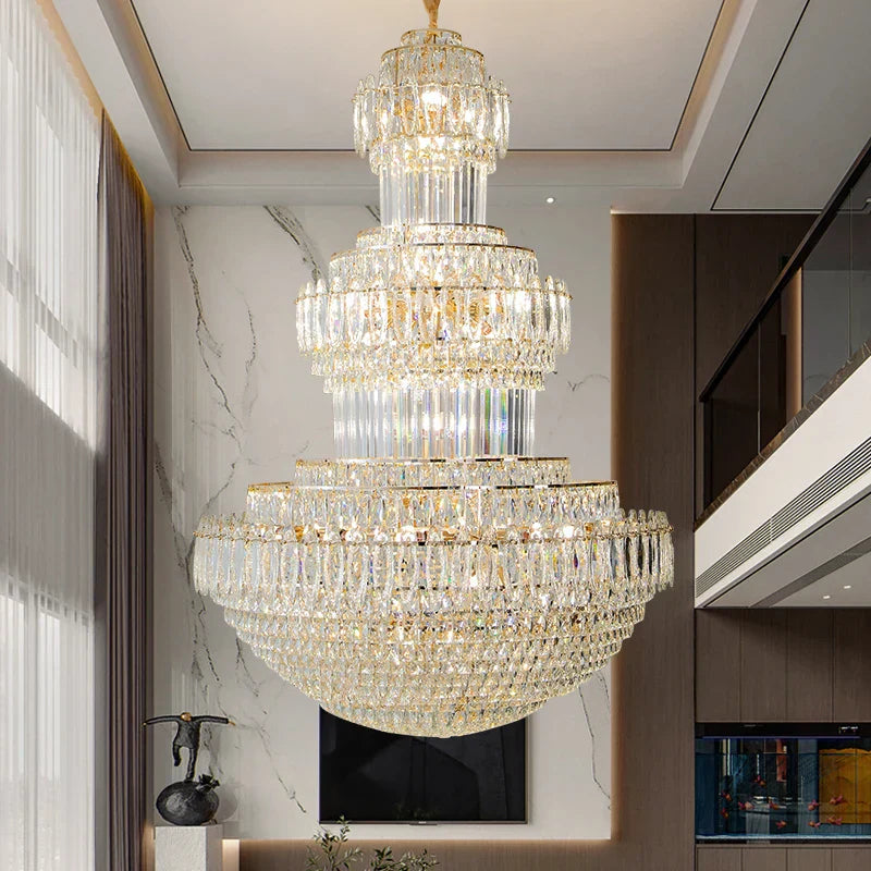 DecorBites™ كريستال دوبلكس إضاءة فاخرة مزخرفة لبهو الفنادق وغرف المعيشة