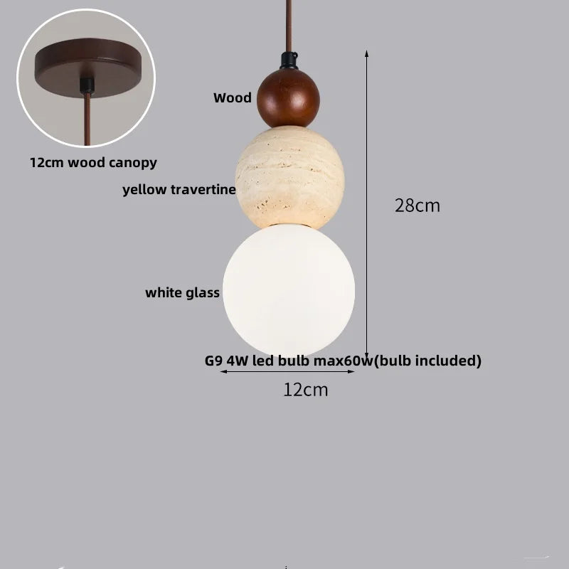 DecorBites™ Adjustable LED Pendant Light - Nordic Modern Yellow Travertine Marble Wood Fixture