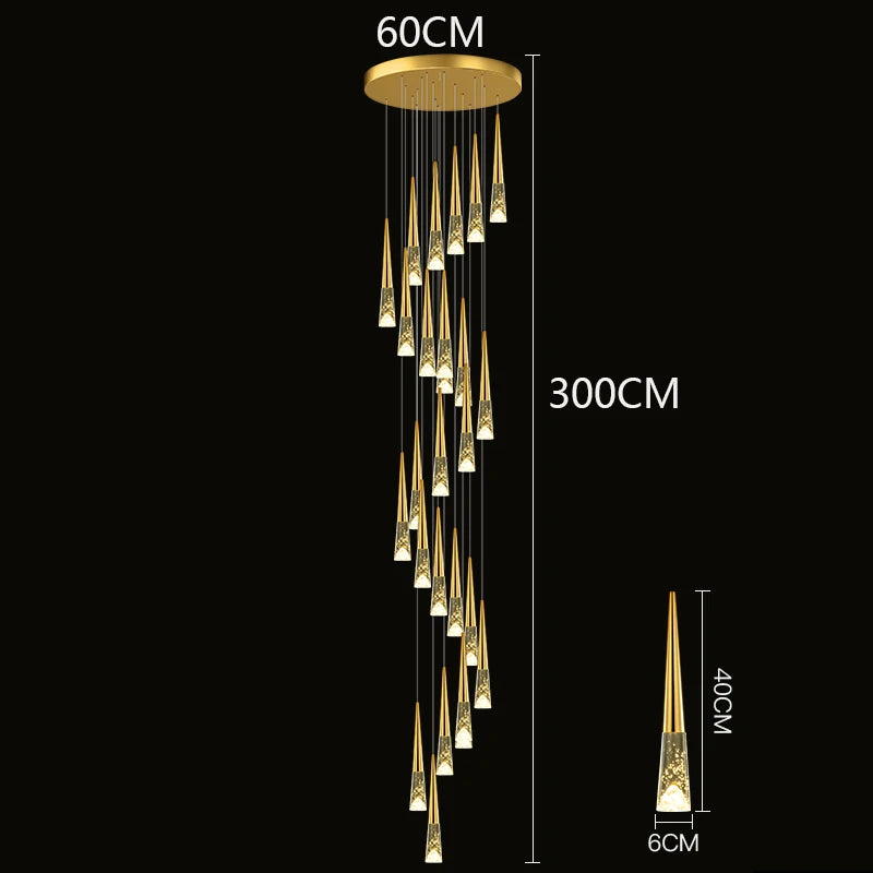 Modern Crystal Staircase Chandelier Pendant Light