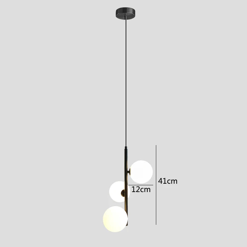 DecorBites™ Brass/Black Glass Ball LED Pendant Lights Modern Bedroom Living Room Hanging Lamps