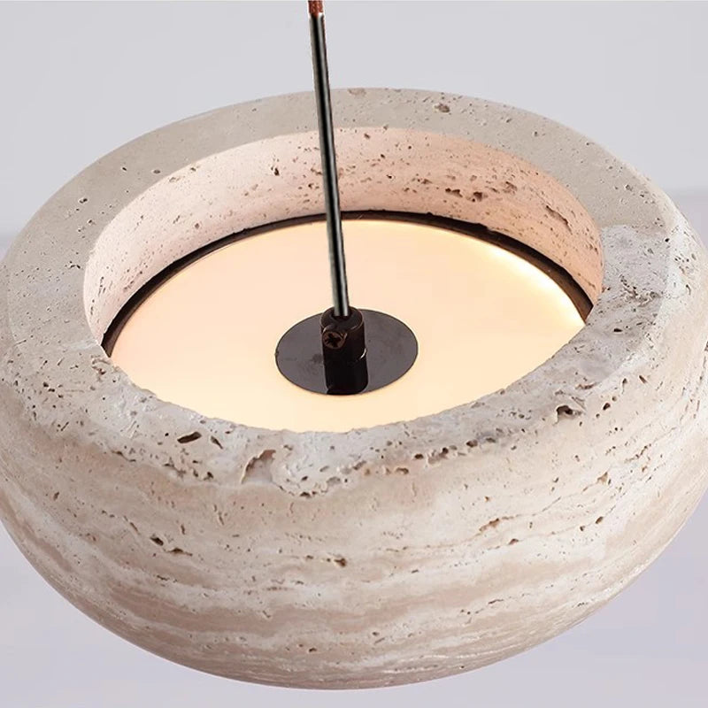 Japanese Wabi-Sabi Yellow Stone Pendant Light