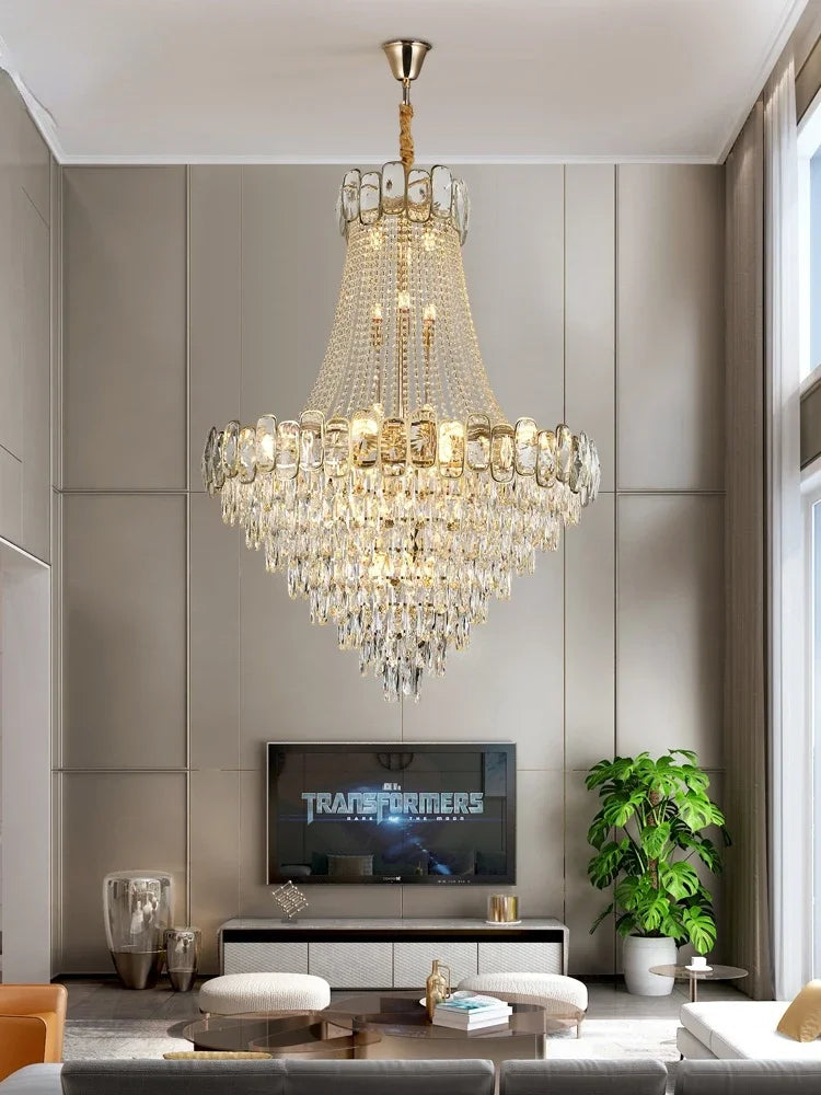 DecorBites™ ثريا كريستال ذهبية LED إضاءة عصرية فاخرة لغرفة المعيشة