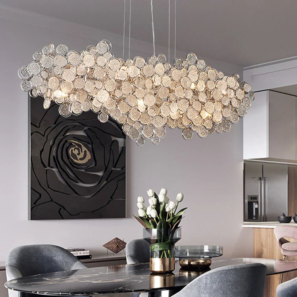 DecorBites™ 2024 Trend LED Ceiling Chandelier for Living Dining Bedroom, Modern Lustre Hanging Light
