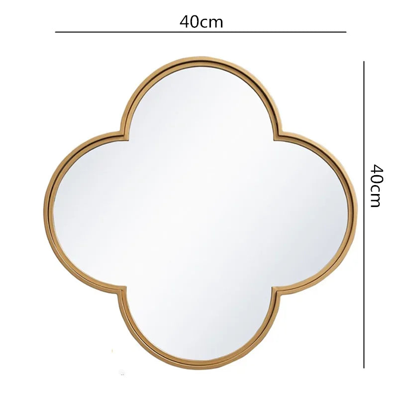 DecorBites™ Golden Border Geometric Plum Flower Mirror Wall Decoration
