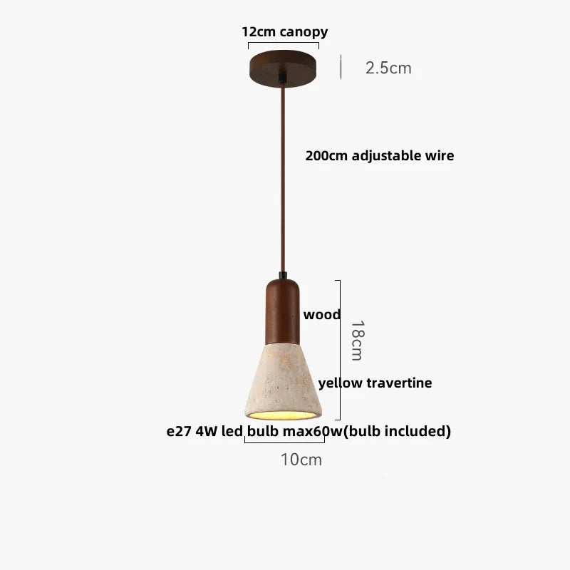 DecorBites™ Iron LED Pendant Light Fixture for Home Living Room, Restaurant Yellow Travertine Ball Hang Lamp