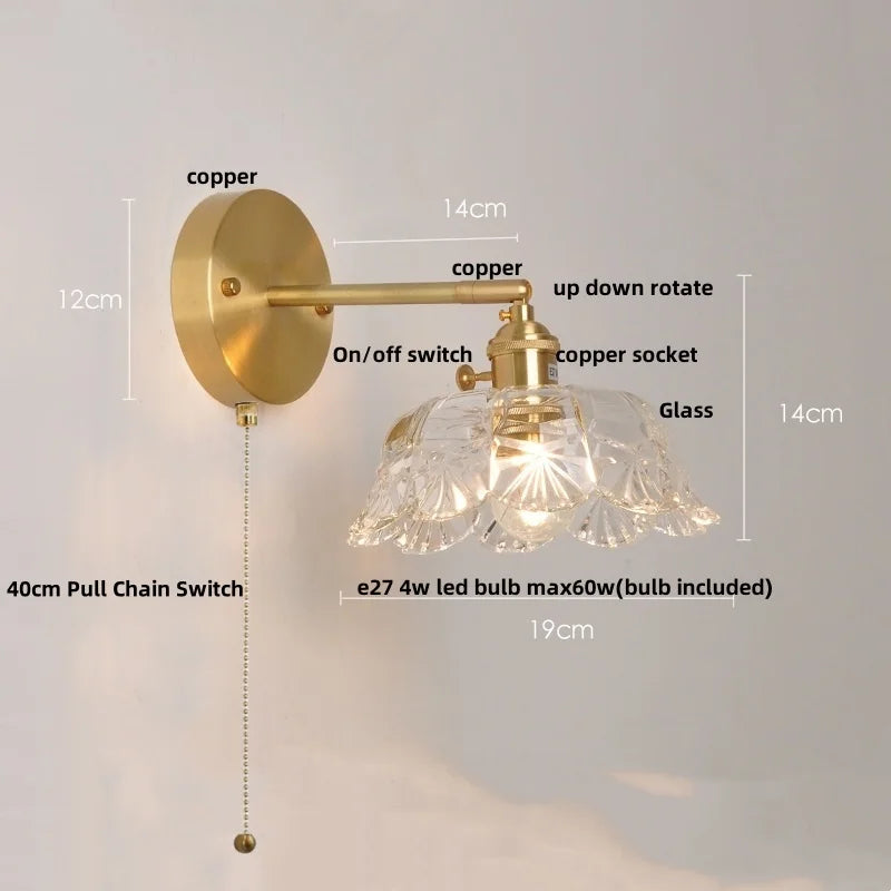 وحدة إضاءة حائط LED DecorBites™ زجاجية شفافة بمفتاح سلسلة سحب