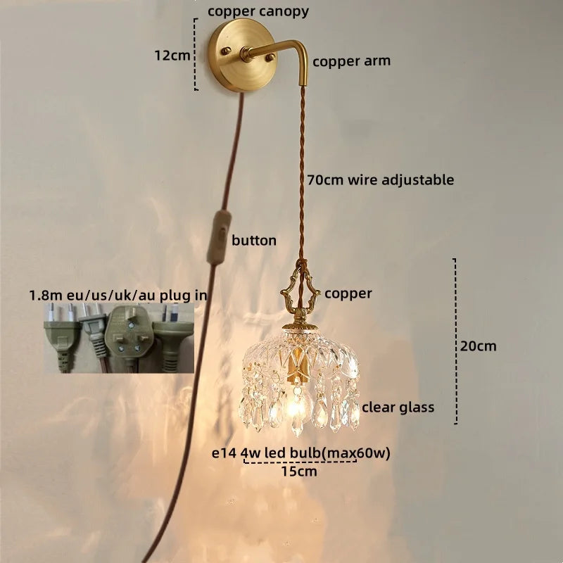 DecorBites™ Crystal Glass LED Wall Sconce - Luxury French Stair Light for Home Decor